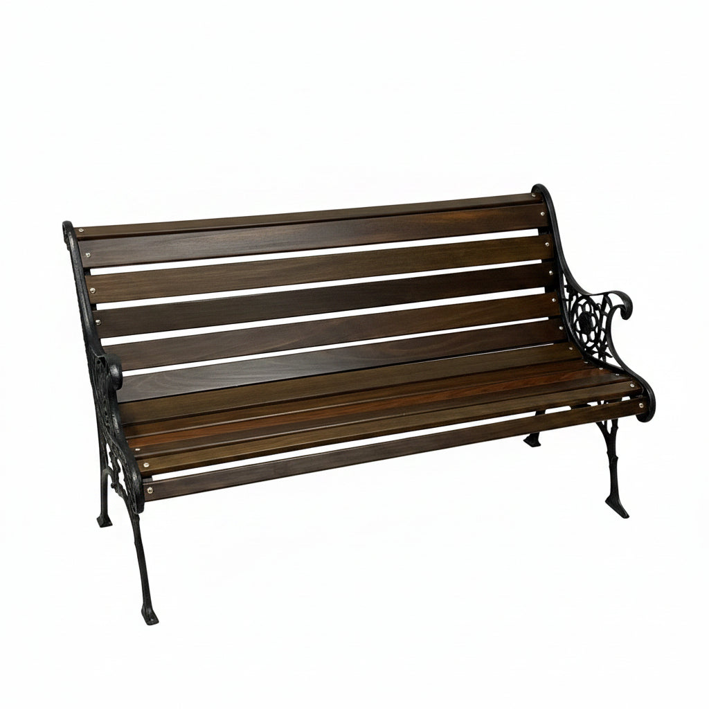 Classic Cast Aluminum & Ipe Brazilian Walnut Park Bench